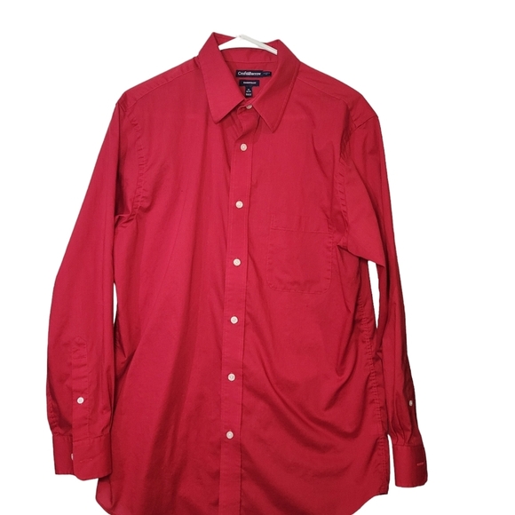 Croft and Barrow long sleeve mens button down classic fit top red size 32/33 - Picture 2 of 6